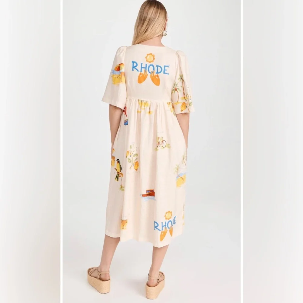 RHODE Karline Printed Dress size M - Picture 2 of 12